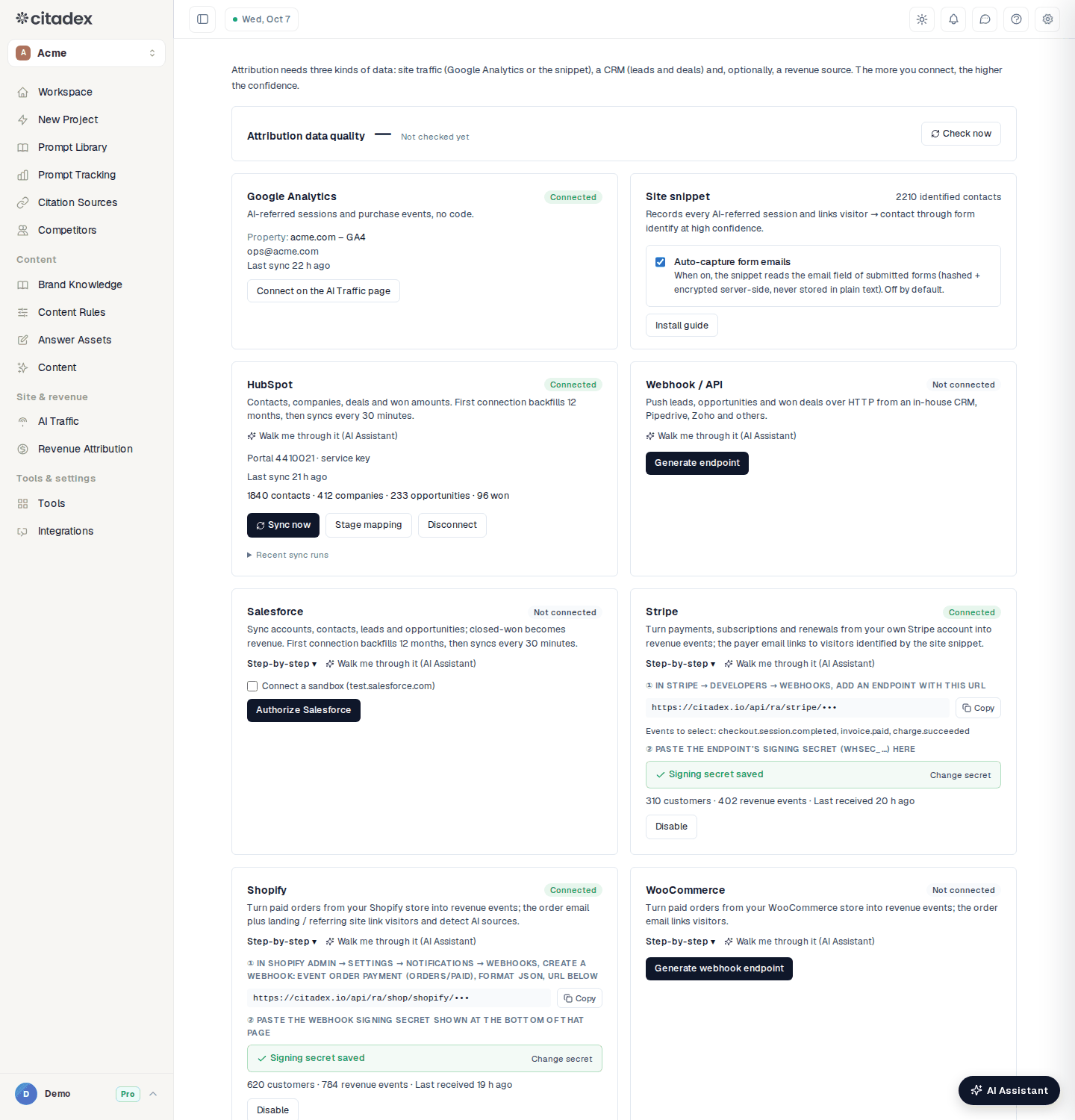Screenshot 14-1: the Revenue Attribution Connections tab