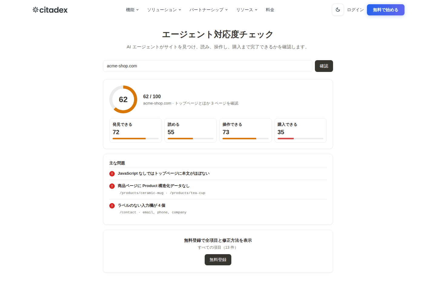エージェント対応度チェックの結果